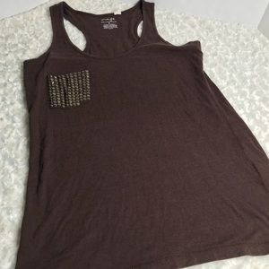ENERGIE brown studded pocket tank top LG